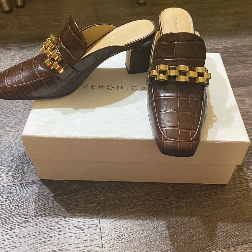 Veronica Beard Bera Mules in Espresso - Picture 2 of 7